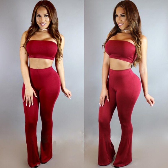 bell bottom pants and crop top